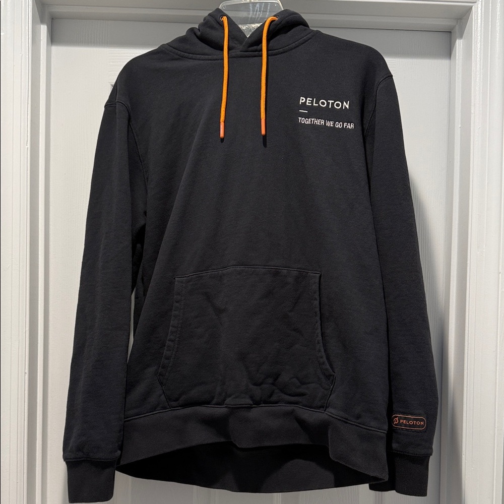 Peloton Black Hoodie with Orange Accents